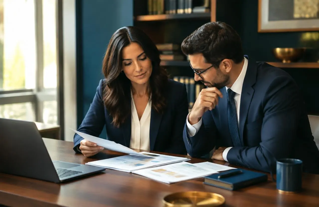 Finance professionals collaborating in a modern office